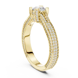 Symmetry Pavé-Set Round Cut Solitaire Engagement Ring - Image 3