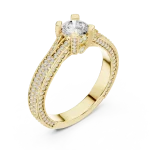 Symmetry Pavé-Set Round Cut Solitaire Engagement Ring