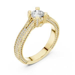 Symmetry Pavé-Set Round Cut Solitaire Engagement Ring