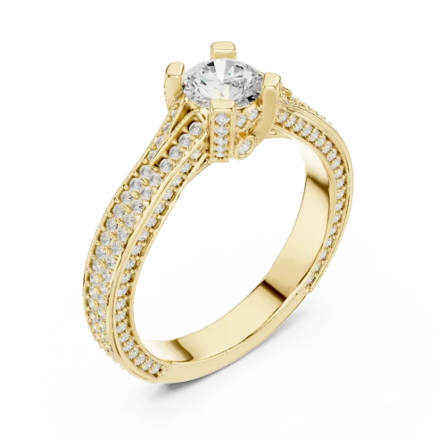Symmetry Pavé-Set Round Cut Solitaire Engagement Ring