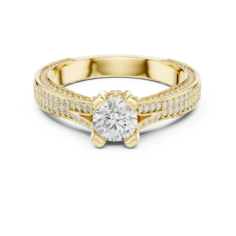 Symmetry Pavé-Set Round Cut Solitaire Engagement Ring - Image 2