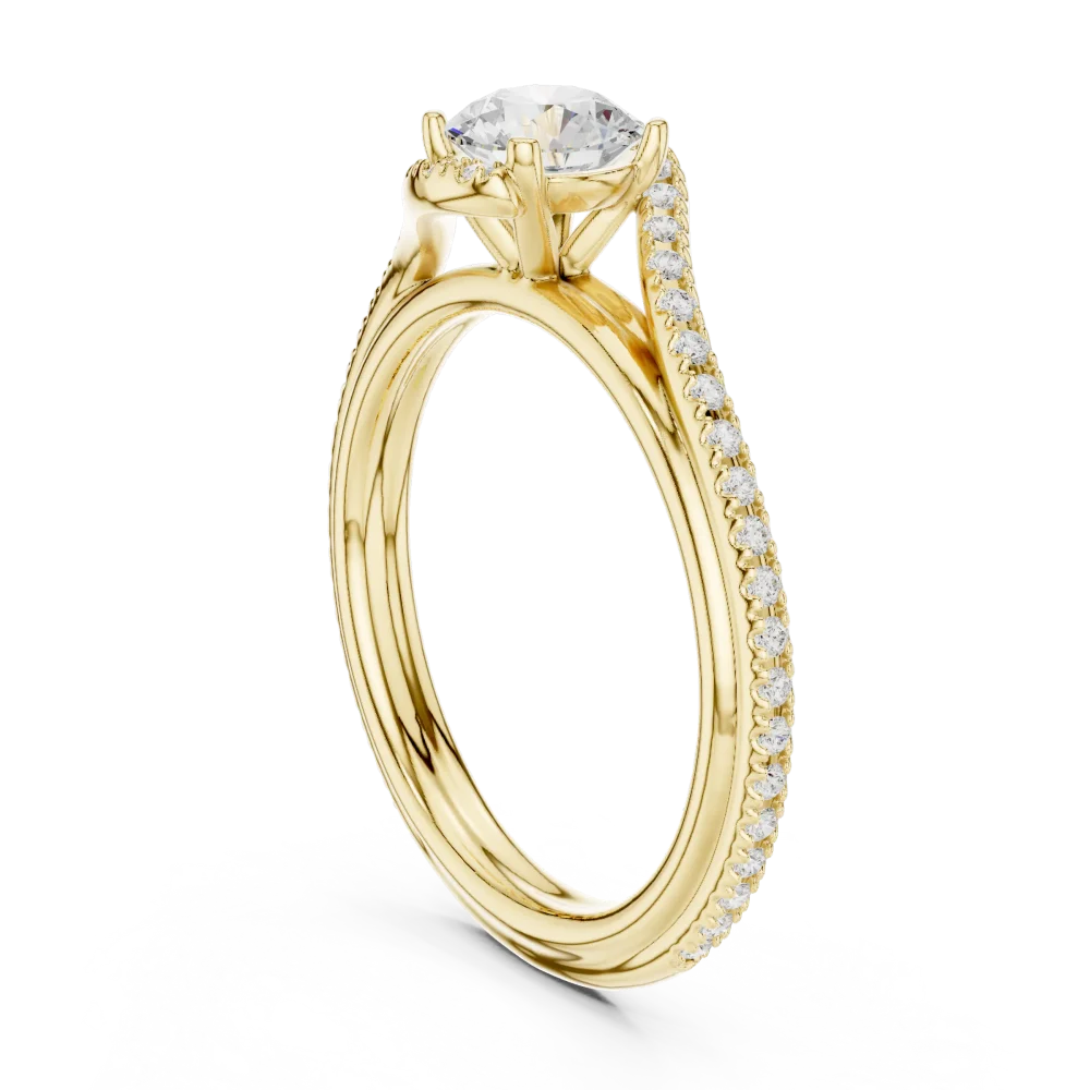 Ethereal Luminary Round Cut Pavé-Set Solitaire Ring - Image 3