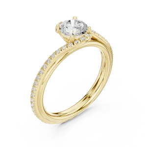 Ethereal Luminary Round Cut Pavé-Set Solitaire Ring