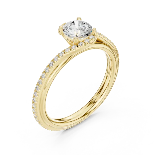 Ethereal Luminary Round Cut Pavé-Set Solitaire Ring