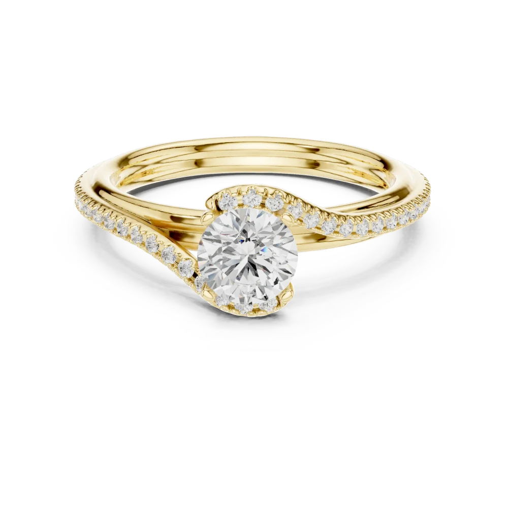 Ethereal Luminary Round Cut Pavé-Set Solitaire Ring - Image 2