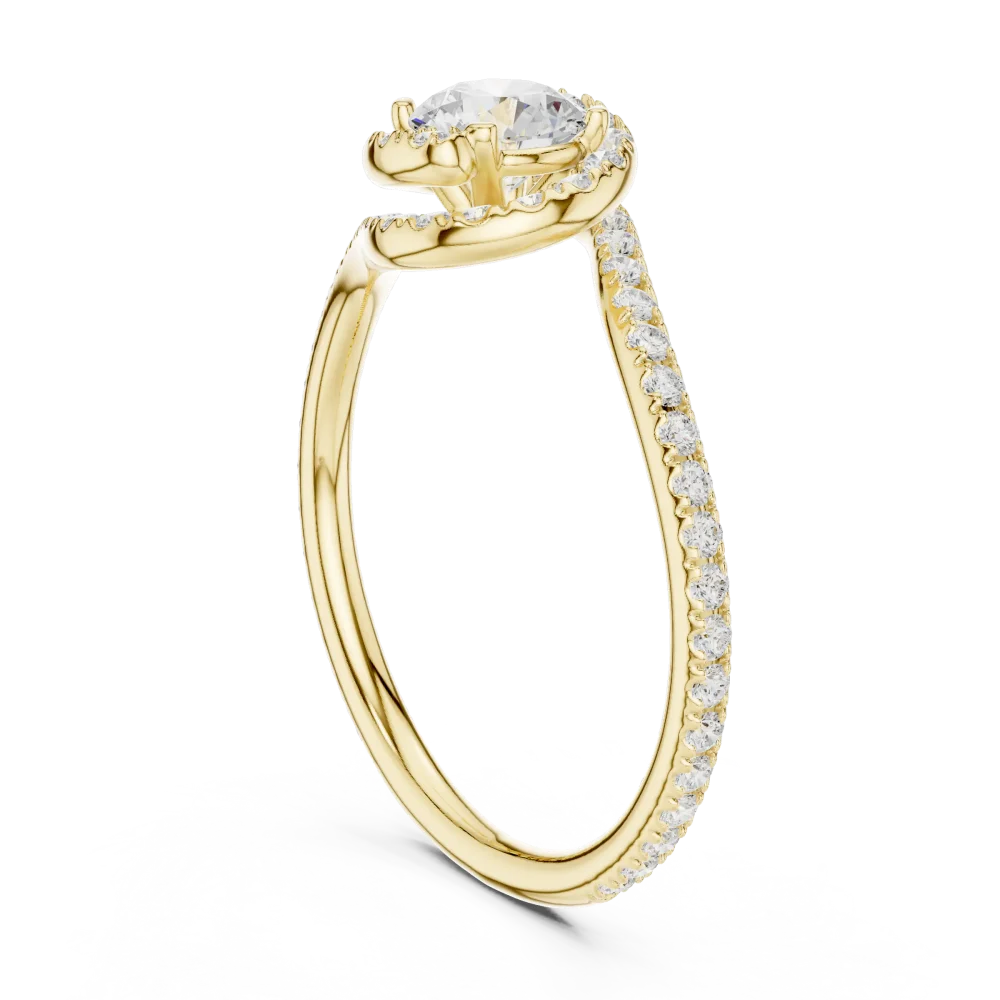 Luminary Fluid Round Brilliant Pavé-Set Solitaire Ring - Image 3
