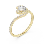 Luminary Fluid Round Brilliant Pavé-Set Solitaire Ring