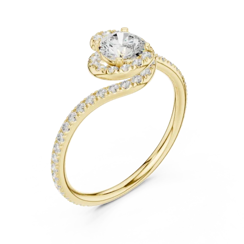 Luminary Fluid Round Brilliant Pavé-Set Solitaire Ring