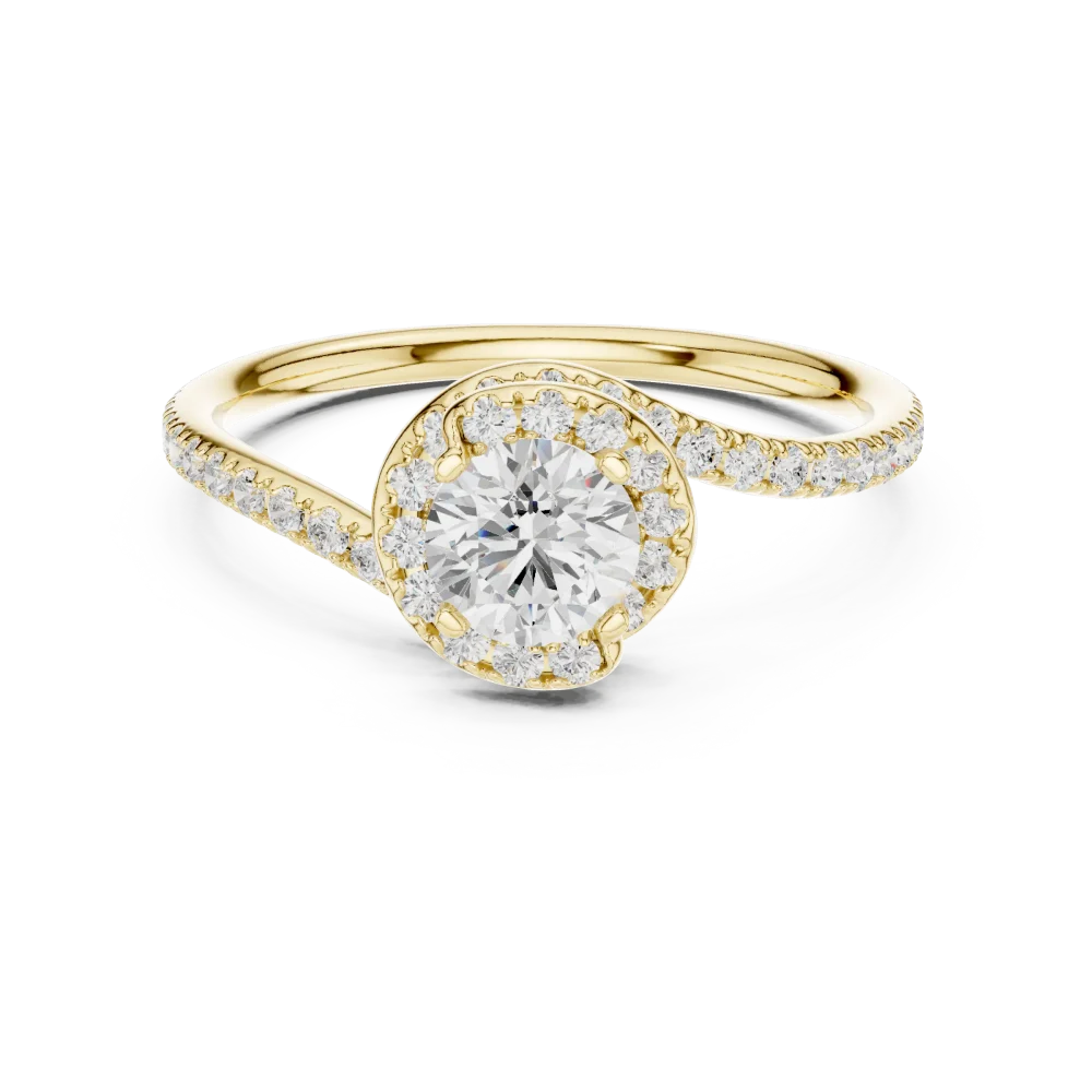 Luminary Fluid Round Brilliant Pavé-Set Solitaire Ring - Image 2