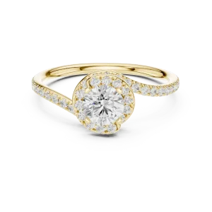 Luminary Fluid Round Brilliant Pavé-Set Solitaire Ring - Image 2