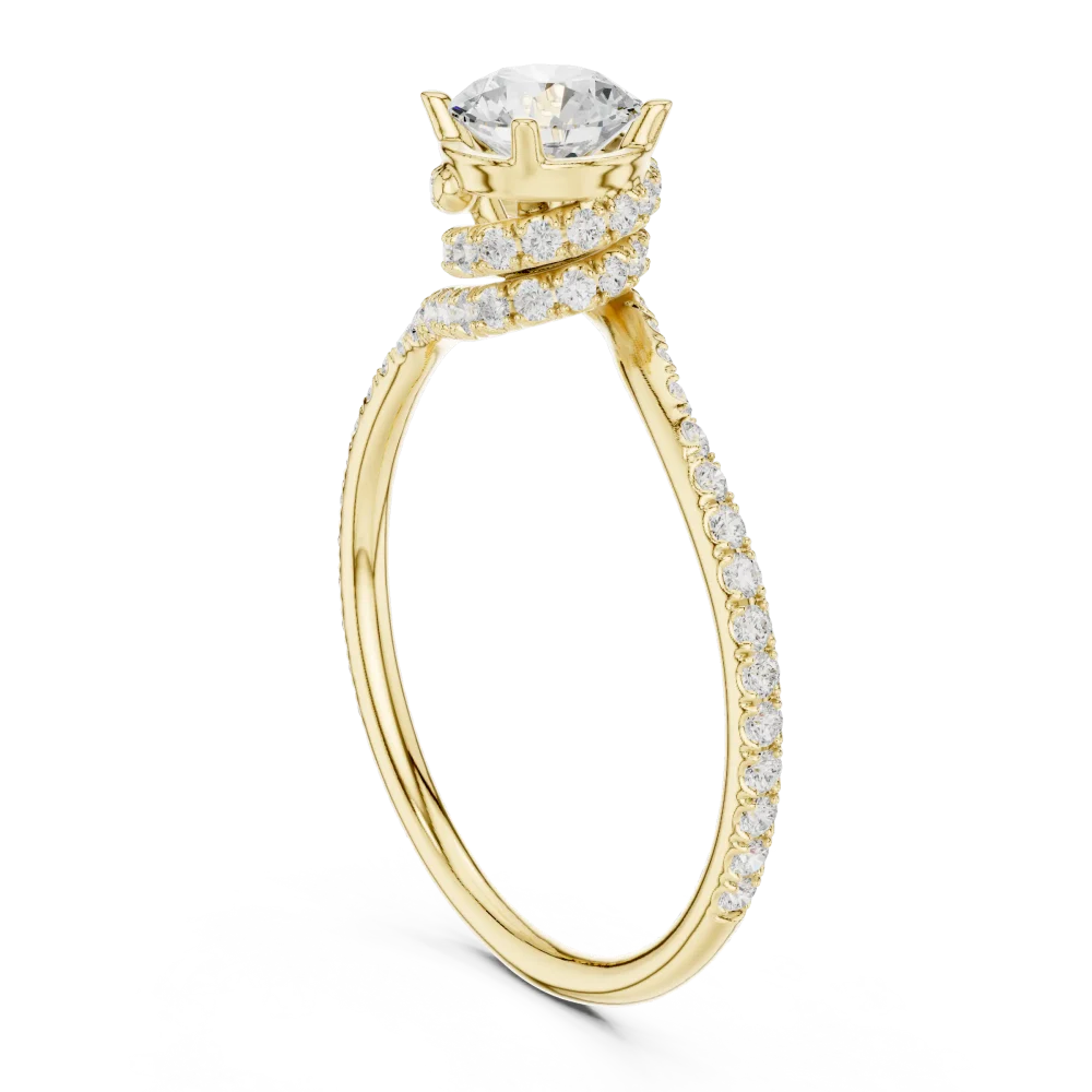 Ethereal Round Brilliant Pavé-Set Twisted Solitaire Ring - Image 3