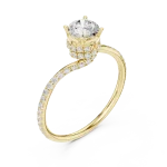 Ethereal Round Brilliant Pavé-Set Twisted Solitaire Ring