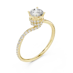 Ethereal Round Brilliant Pavé-Set Twisted Solitaire Ring