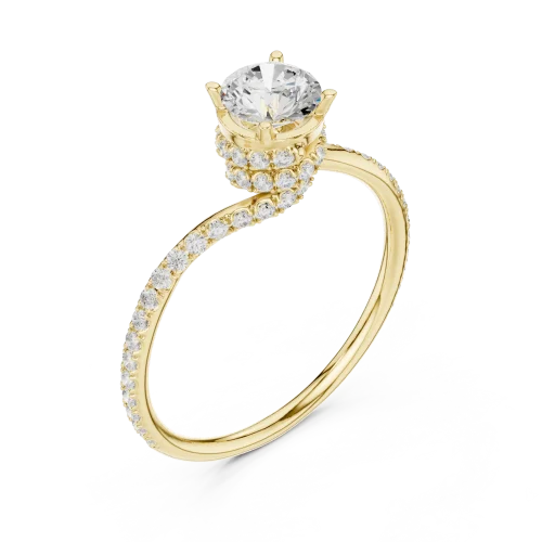 Ethereal Round Brilliant Pavé-Set Twisted Solitaire Ring