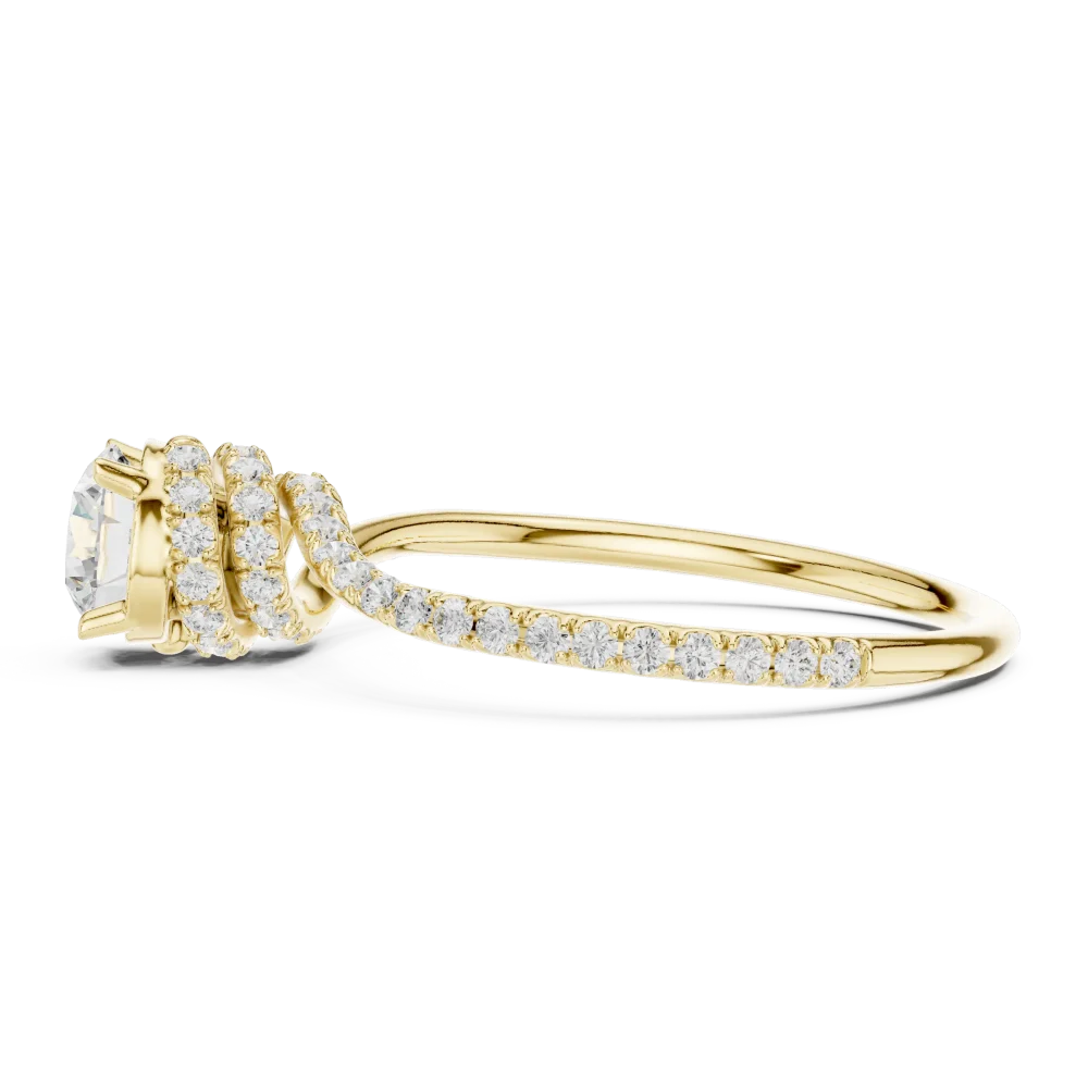 Ethereal Round Brilliant Pavé-Set Twisted Solitaire Ring - Image 4