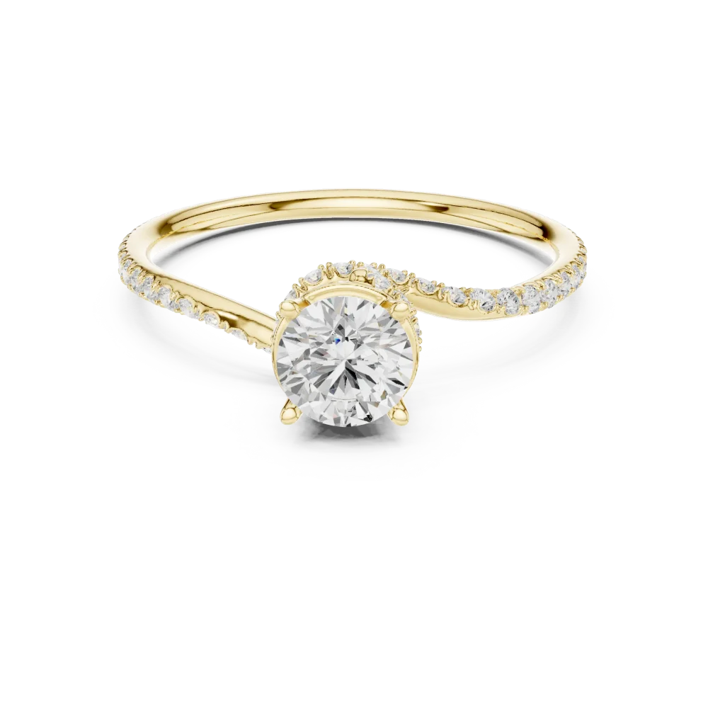 Ethereal Round Brilliant Pavé-Set Twisted Solitaire Ring - Image 2