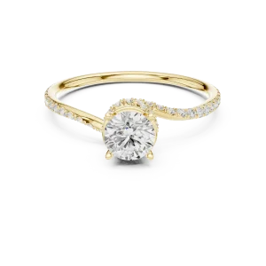 Ethereal Round Brilliant Pavé-Set Twisted Solitaire Ring - Image 2