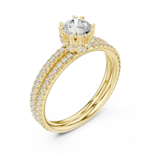 Ethereal Round Brilliant Pavé-Set Solitaire Engagement Ring