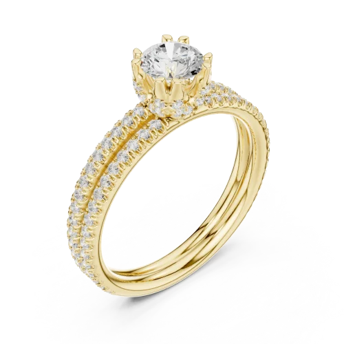 Ethereal Round Brilliant Pavé-Set Solitaire Engagement Ring