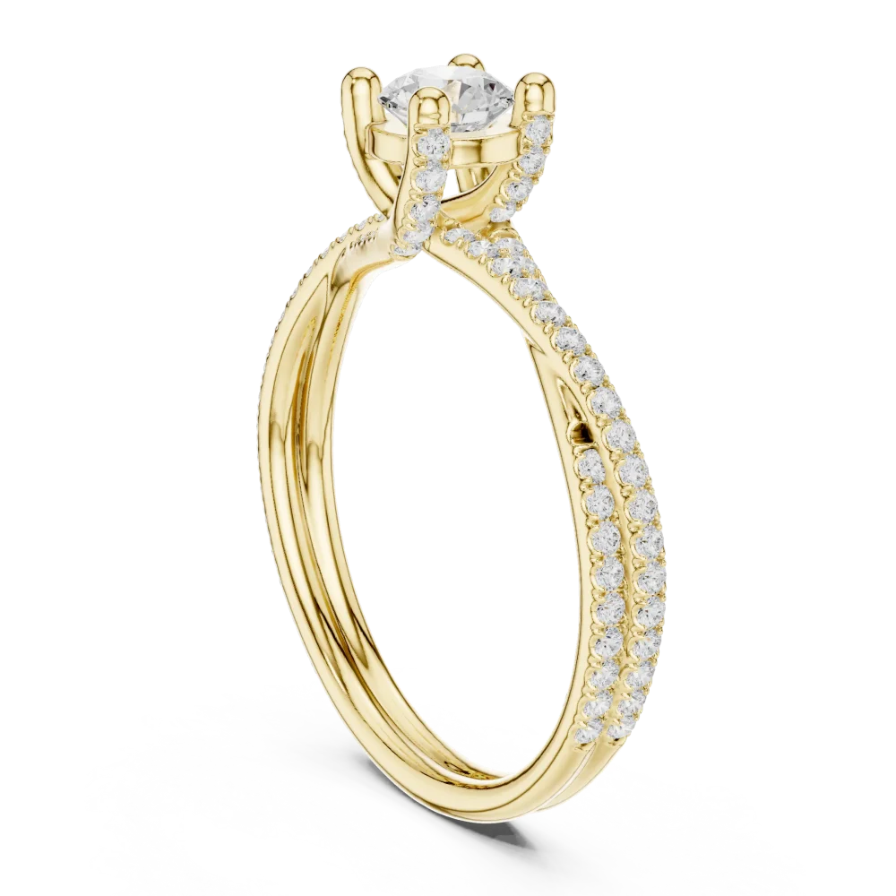 Luminary Round Brilliant Pavé-Set Twisted Solitaire Ring - Image 3