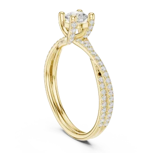 Luminary Round Brilliant Pavé-Set Twisted Solitaire Ring - Image 3