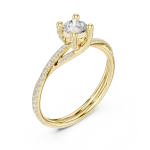 Luminary Round Brilliant Pavé-Set Twisted Solitaire Ring
