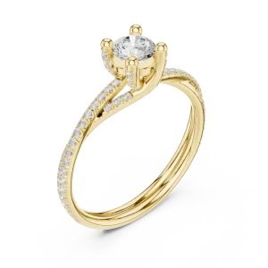 Luminary Round Brilliant Pavé-Set Twisted Solitaire Ring