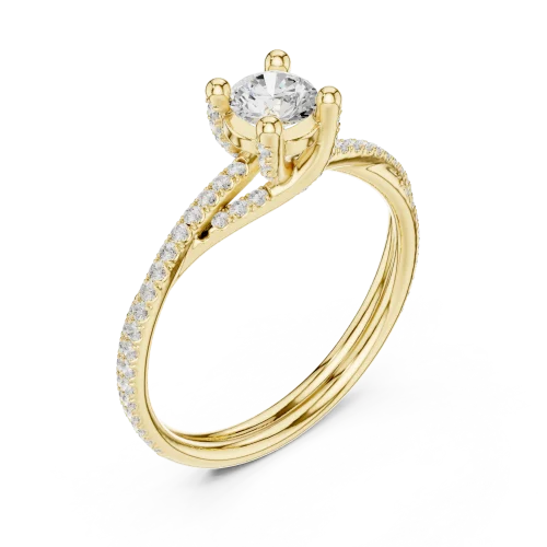 Luminary Round Brilliant Pavé-Set Twisted Solitaire Ring