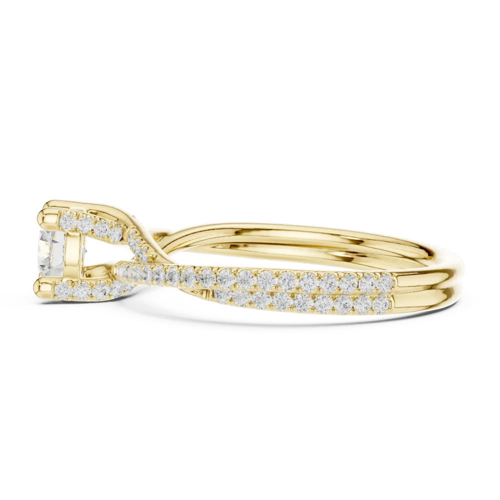 Luminary Round Brilliant Pavé-Set Twisted Solitaire Ring - Image 4
