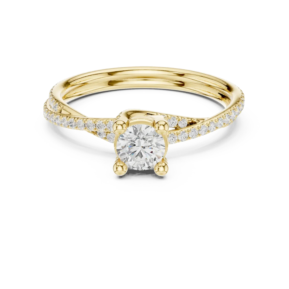 Luminary Round Brilliant Pavé-Set Twisted Solitaire Ring - Image 2
