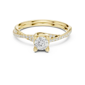 Luminary Round Brilliant Pavé-Set Twisted Solitaire Ring - Image 2