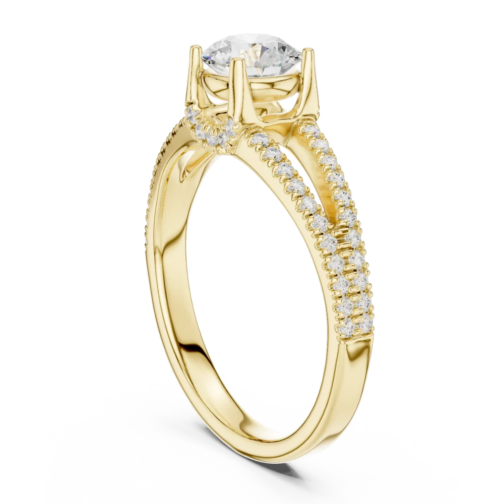 Luminary Round Brilliant Pavé-Set Split Shank Solitaire Ring - Image 3