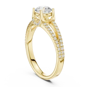 Luminary Round Brilliant Pavé-Set Split Shank Solitaire Ring - Image 3