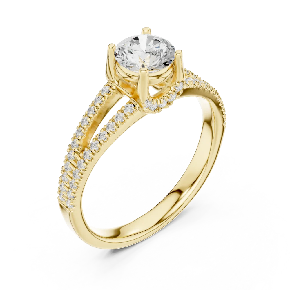 Embrace modern elegance with this brilliant round DIAMEUR lab-grown solitaire ring. Featuring a stunning split-shank design, shop this luxury today.