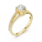 Luminary Round Brilliant Pavé-Set Split Shank Solitaire Ring