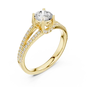Luminary Round Brilliant Pavé-Set Split Shank Solitaire Ring