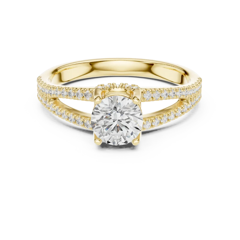Luminary Round Brilliant Pavé-Set Split Shank Solitaire Ring - Image 2