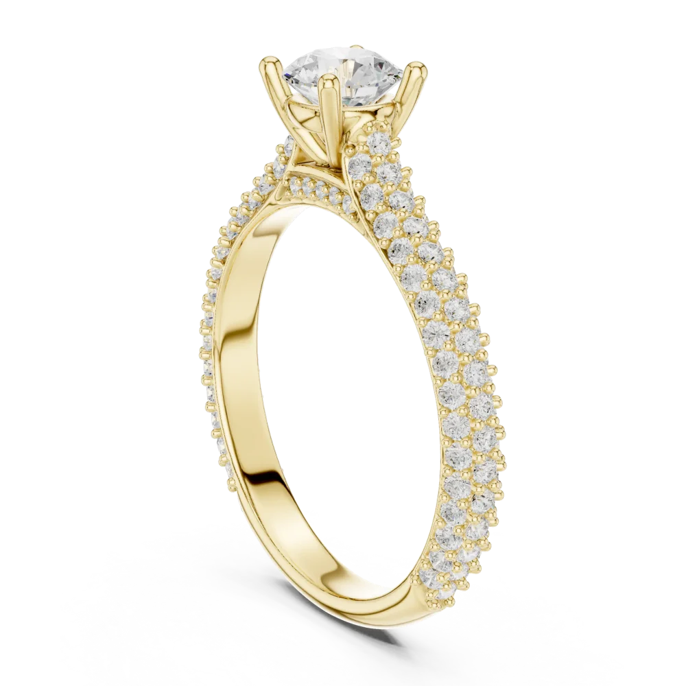 Luminary Round Brilliant Pavé-Set Solitaire Engagement Ring - Image 3