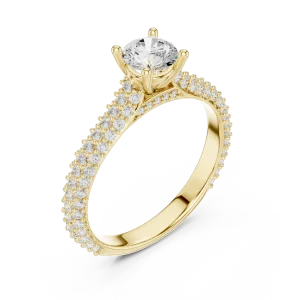 Luminary Round Brilliant Pavé-Set Solitaire Engagement Ring
