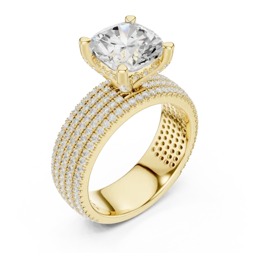 Infinite Cushion Cut Solitaire Pavé Statement Ring