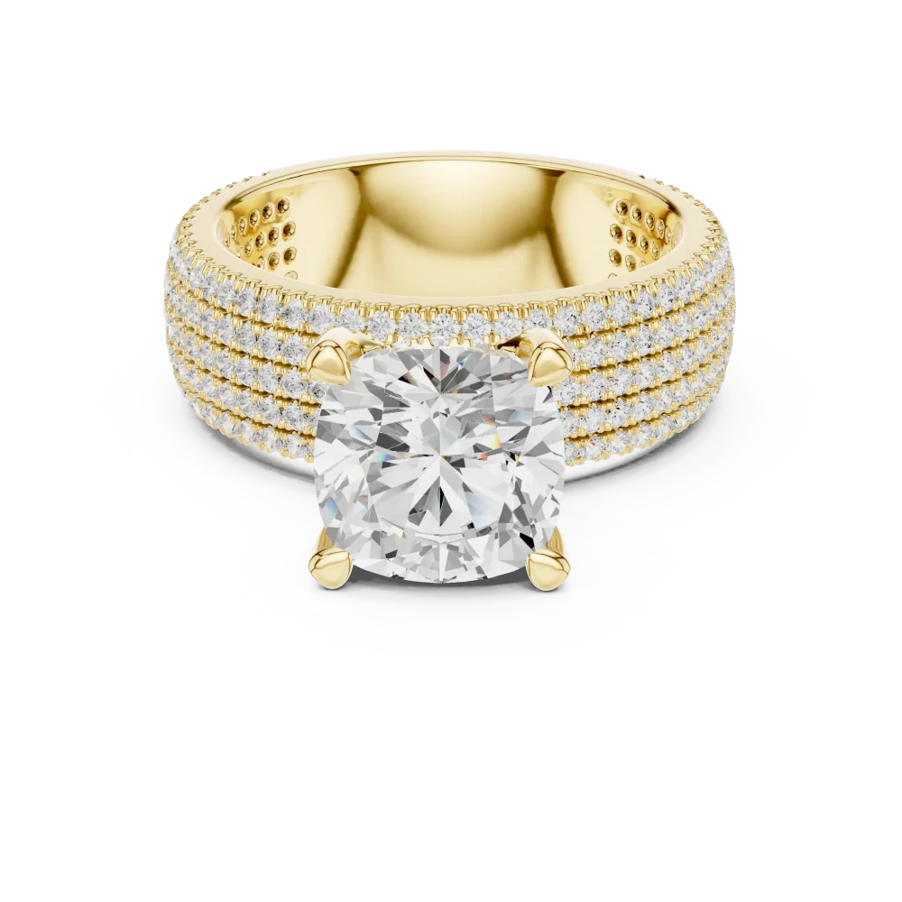 Infinite Cushion Cut Solitaire Pavé Statement Ring - Image 2