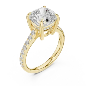 Infinite Cushion Solitaire Pavé-Set Lab Grown Diamond Ring