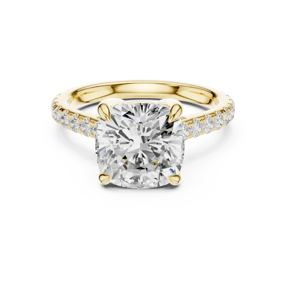Infinite Cushion Solitaire Pavé-Set Lab Grown Diamond Ring - Image 2