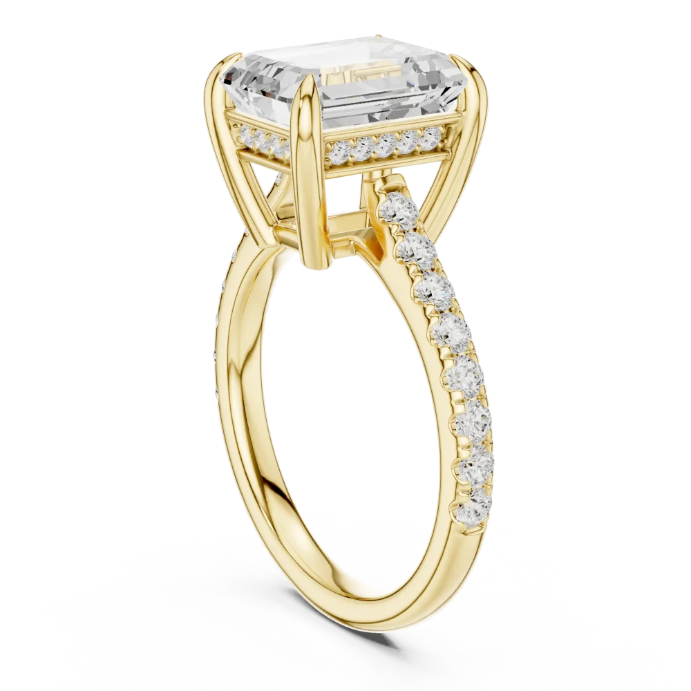 Symmetry Emerald Cut Halo Pavé Engagement Ring - Image 3