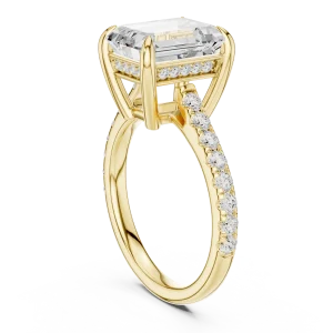 Symmetry Emerald Cut Halo Pavé Engagement Ring - Image 3