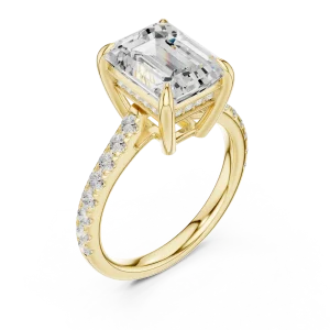Symmetry Emerald Cut Halo Pavé Engagement Ring