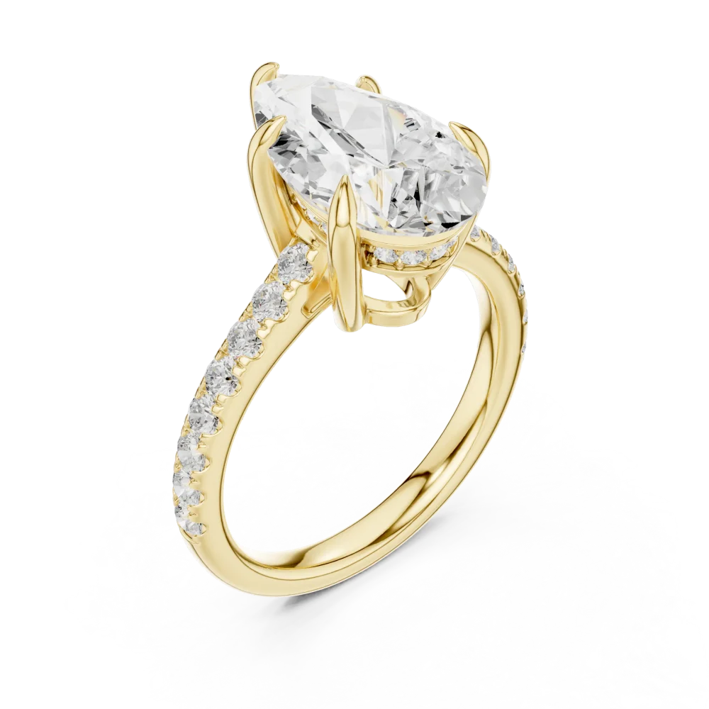 Celebrate forever with this elegant pear-cut Solitaire ring. Featuring a brilliant DIAMEUR diamond in a modern hidden halo setting. Shop this masterpiece.