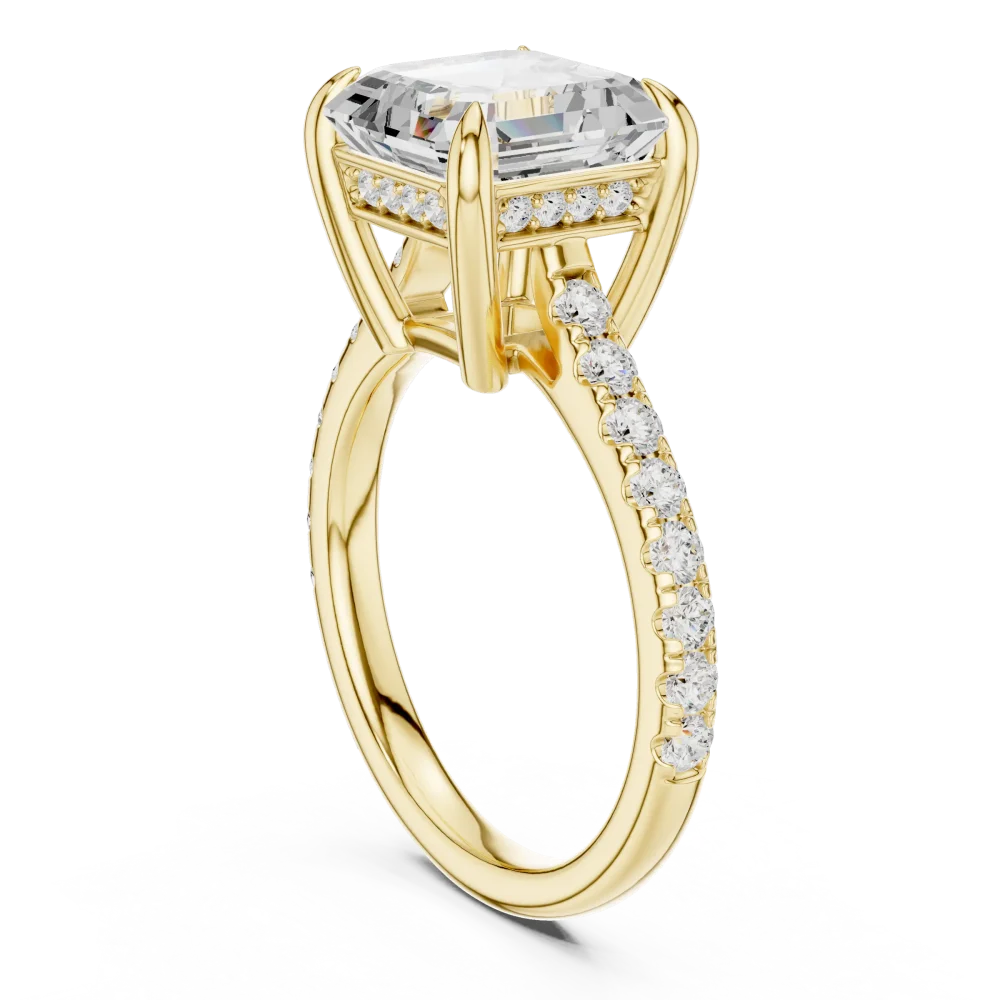 Ethereal Emerald Cut Hidden Halo Solitaire Ring - Image 3