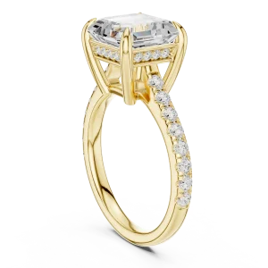 Ethereal Emerald Cut Hidden Halo Solitaire Ring - Image 3