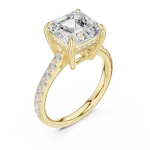 Ethereal Emerald Cut Hidden Halo Solitaire Ring